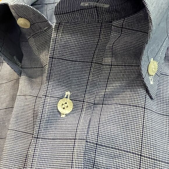 Lacoste size 44 blue checked button down shirt - Picture 5 of 9